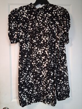 Who What Wear Black White Speckled Midi Dress Office Business Casual Sz Large